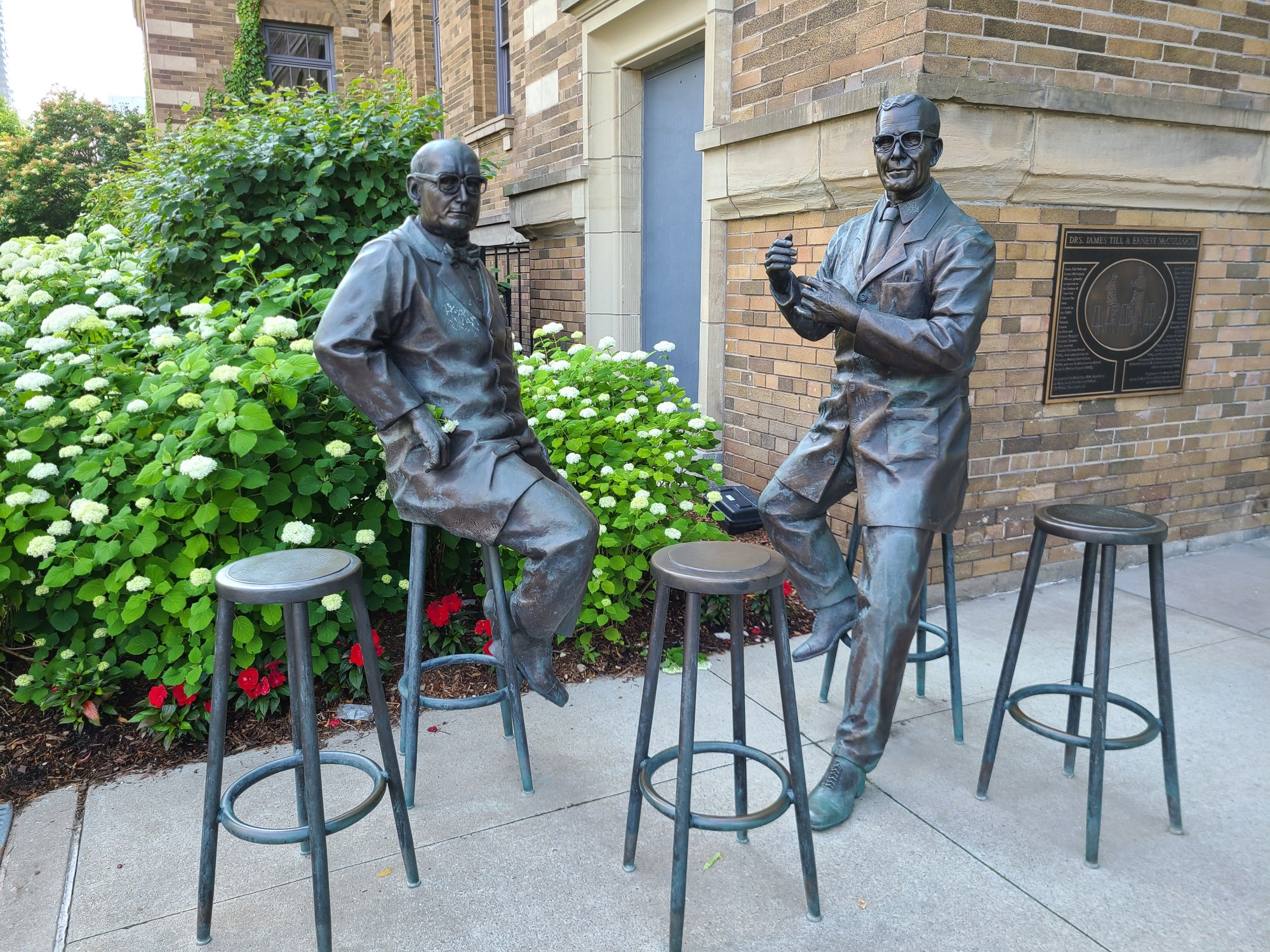 Drs James Till and Ernest McCulloch Statues